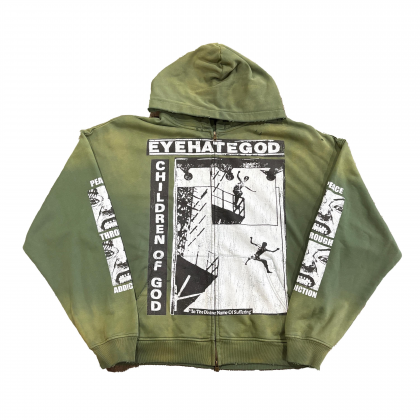 EYEHATEGOD Green Zip-Up Hoodie